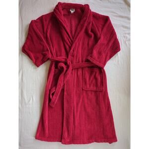 Vintage Laura Ashley Red Ribbed Plush Bath Robe